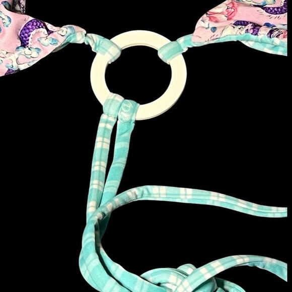 VDM Revolve NWT Reversible Ziggy Bikini Top Size XL Dragons Pastel Beach Preppy - Picture 5 of 9